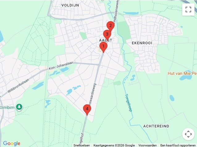 Op de kaart ziet u waar de maatregelen op de Eindhovenseweg Aalst zijn uitgevoerd.