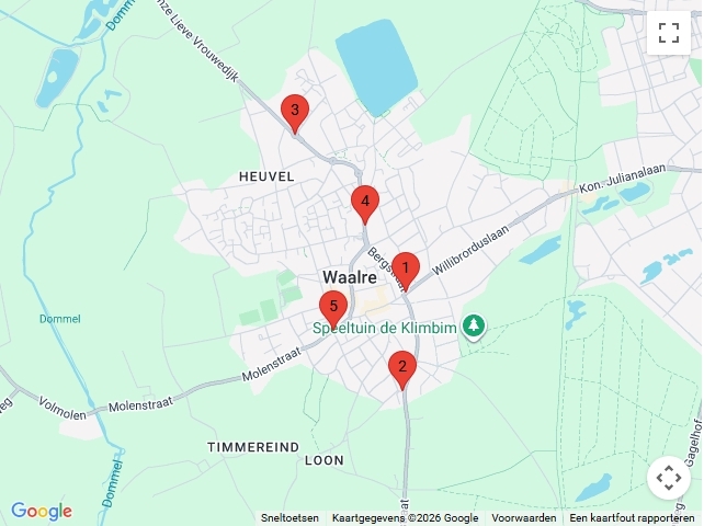 Op de kaart ziet u waar de maatregelen op de Traverse Waalre Dorp zijn uitgevoerd.