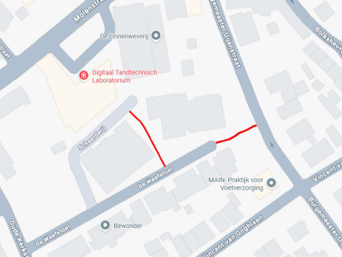 Werkzaamheden op fietspad Weefstoel