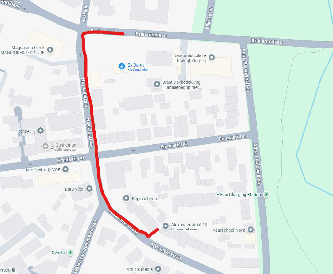 De kabel wordt gelegd in een deel van de Alexanderstraat, de Nassaustraat en een deel van de Brabantialaan.